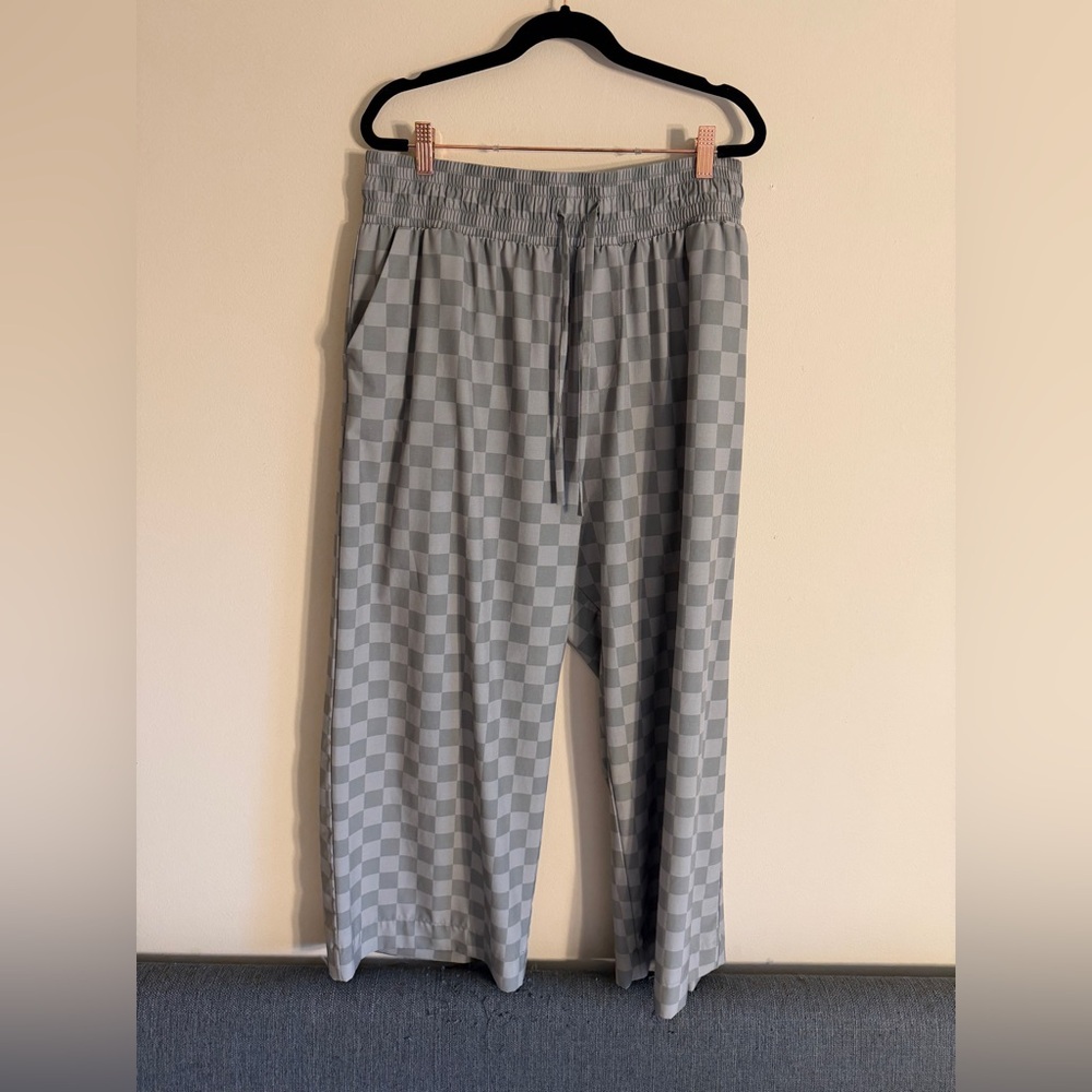 Albion Ankle Cropped Pants with Relaxed Fit — size XXL — Green Checkers